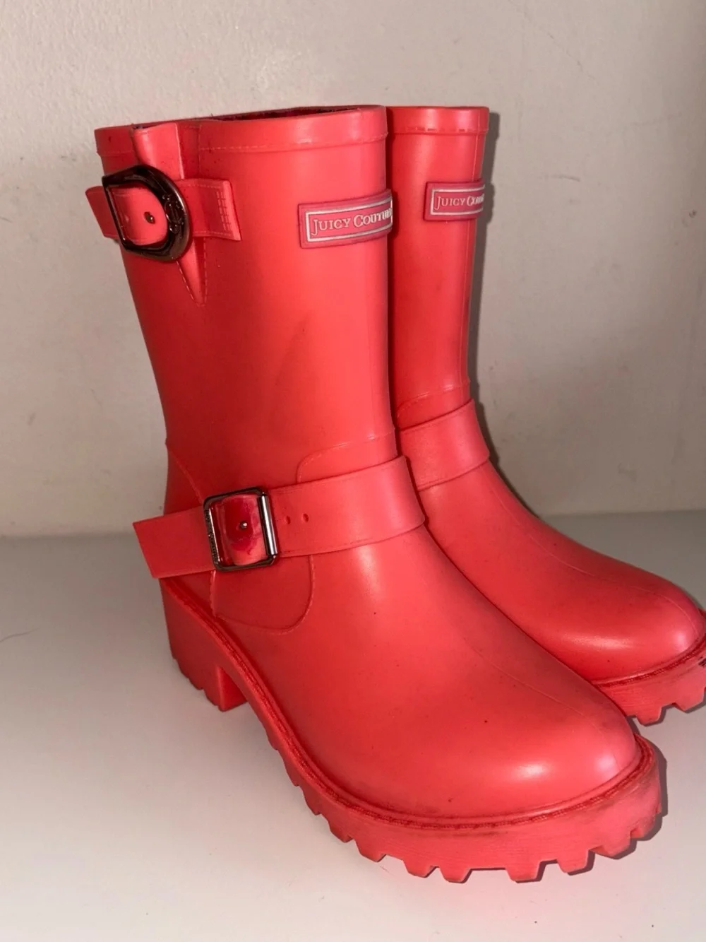 Juicy Couture Coral Pink Waterproof Rain Boots kids 3 enfant 32